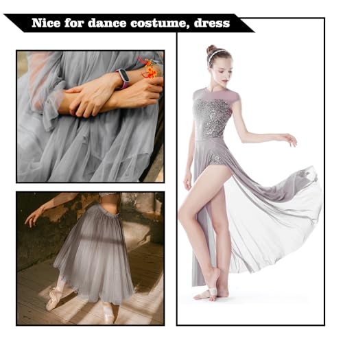 Power Mesh Fabric Superfine 4-Way Stretch Net 5 Yards Long 60" Wide (Gray) - color: Gray, size: 5 Yards