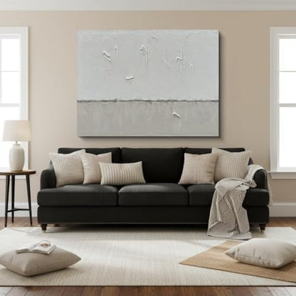 NANKAI Art Hand-painted minimalist style oil painting in gray and white - color: NKHB003