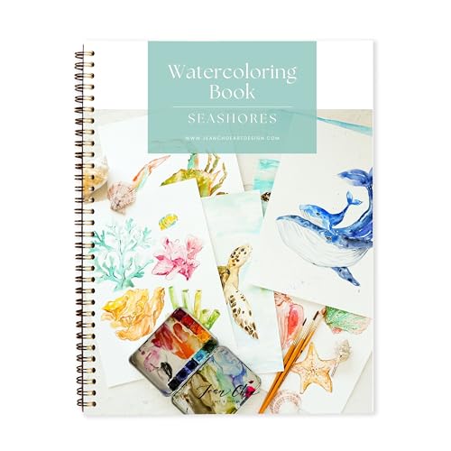 Seashore Watercolor Workbook – Ocean & Coastal Scenes with Pre-Outlined Pages, Step-by-Step Tutorials & Premium Cotton Cold Press Paper – Learn Watercolor for Beginners & Sea Life Art Lovers - style: Seashore