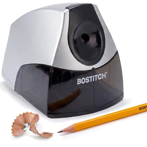 Bostitch Office Electric Pencil Sharpener for Classroom & Desk Use, Heavy-Duty Stall-Free Motor, High-Capacity Shavings Tray, Silver - color: Silver