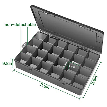 Gbivbe Large 24 Grids Plastic Organizer Box Adjustable Dividers,Clear Storage Box for Jewelry, Art DIY Crafts, Washi Tapes, Beads and Small Parts(Black,2Pack) - color: Black-2