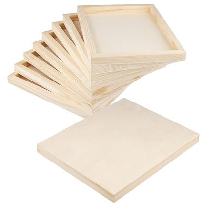 8 Pack 8x10 Inch Unfinished Wood Canvas Panels, 2CM/0.78 Inch Deep Wooden Rectangular Canvas Boards for Crafts, Painting - size: 8x10 Inch