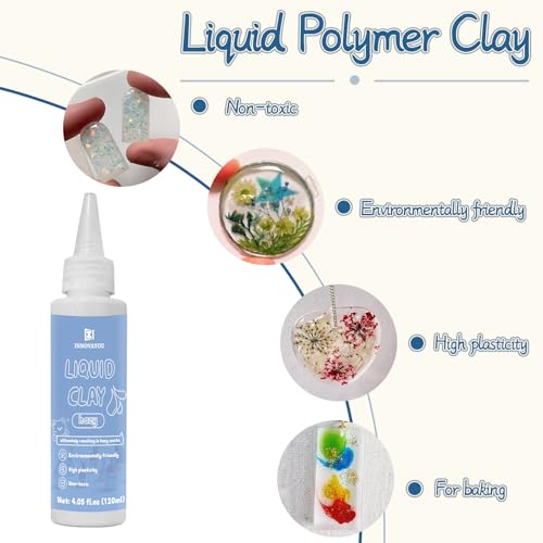 Liquid Polymer Clay Translucent 120 ml, Liquid Clay for Polymer Clay Oven-Bake, for DIY Enthusiasts, Education and Crafting, Easy to Shape & Multi-Mold Compatible | Easy to Shape & Multi-Mold Compatible,Flexible after Baking,Bake 150-170°C 15-45min,for al