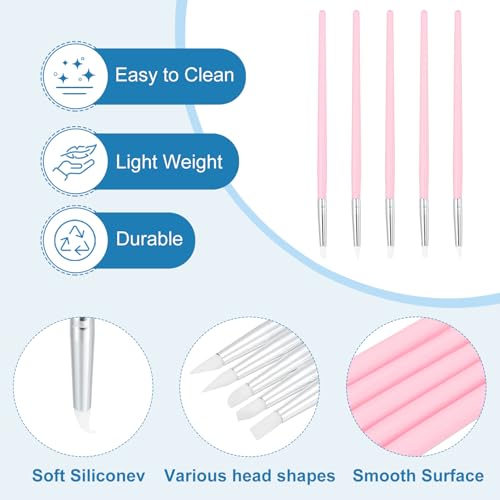 PATIKIL Silicone Clay Sculpting Tool, 15 Pcs Clay Shaping Tool Soft Rubber Modeling Dotting Tool for Pottery Clay Craft Painting Nail Rock, Pink/White (5mm) - color: Pink/White, size: 5mm