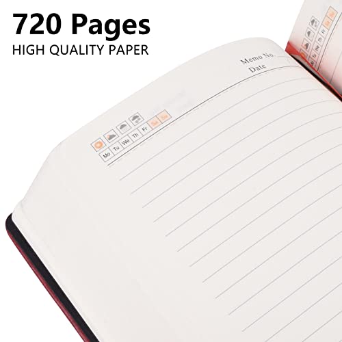SAYEEC Thick Journal Lined Notebook 720 Pages Leather Writing Journal B6 Soft Cover College Ruled Notebook 360 Sheets Lined Paper Memo Book Personal Daily Diary Gift for Women Work Note Taking Travel - color: Dark Red B6 with Text Cover