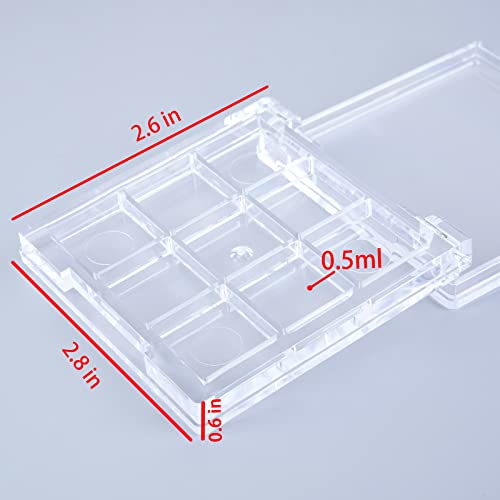 9 Wells Clear Plastic Paint Storage Palette Box,Mini Travel Paint Palette Box for Watercolor Painting, Acrylic and Oil Painting Paint Saver with Lid and Mixing Tray