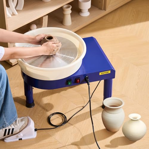 VEVOR 14in Pottery Wheel for Adults Beginners, 0-6in Height-Adjustable, 450W Pottery Forming Machine 60-300RPM Electric Ceramic Wheel, Blue | For Work Art Craft DIY, 0-6in Height-Adjustable, 60-300RPM Speed Adjustable, Electric Ceramic Wheel with Foot Ped
