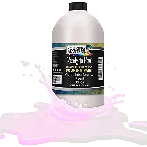 Pouring Masters Violet Interference Pearl Special Effects Acrylic Pouring Paint - Premium 32-Ounce Pre-Mixed Fluid Acrylic Paint - Fluid Art Supplies for Canvas, Wood, Paper, Tile & Rocks | Special Effects, Ready to Pour, Premium Pre-Mixed Fluid Acrylic P