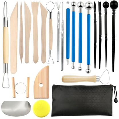 Basic Clay Pottery Carving Tools: 22Pcs Professional Sculpting Set for Home Use for Adult Beginners and Hobbyists - size: 22pcs
