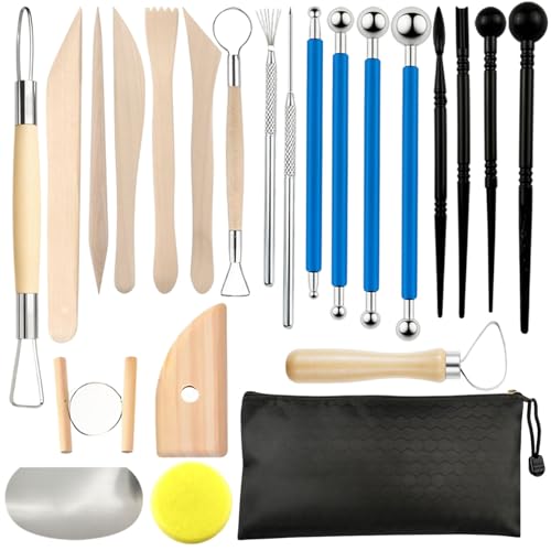 Basic Clay Pottery Carving Tools: 22Pcs Professional Sculpting Set for Home Use for Adult Beginners and Hobbyists - size: 22pcs