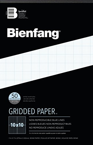 Bienfang Designer Grid Paper Pad, 10x10 Cross Section, 11x17 inches, 50 Sheets - color: 10x10 Cross Section, size: 11 x 17