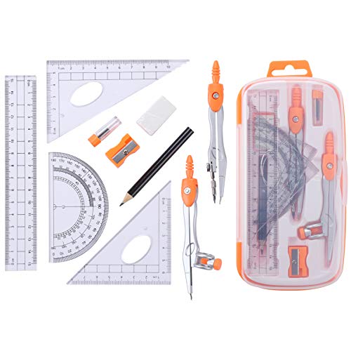 Vobou Math Geometry Sets 10 Pcs, Student Supplies Kit, for School (Orange) - color: Orange