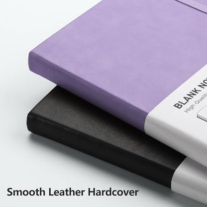 RETTACY Blank Journal Notebook, 192 Pages per Pack, A5 Size (5.7'' x 8.3'') - color: Black & Purple