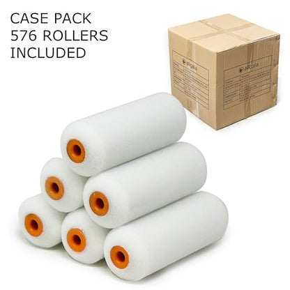 Allgala Foam Paint Roller, 576 Case Pack 4 inch Shedless High Density Foam Mini Paint Roller Cover for Trim Wall Funiture Doors Cabinets, Cupboards - size: 4" Foam (Pack of 576)