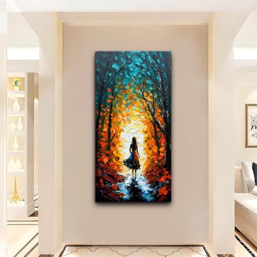 Alenoss Hand Painted Modern Oil Paintings on Canvas Wall Art | Vertical Abstract Wall Art, Textured Wall Painting For Living Room Bedroom - color: AL-B104