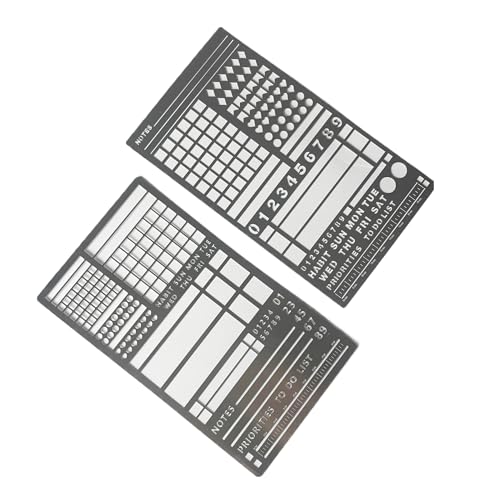 Metal Stencils, 2-Piece Set for Planners, Lists, Habit Tracking, Scrapbooking