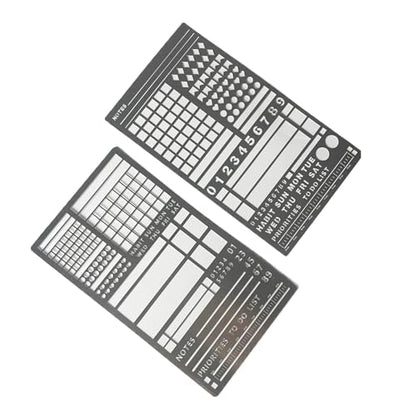 Metal Stencils, 2-Piece Set for Planners, Lists, Habit Tracking, Scrapbooking
