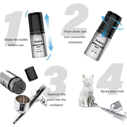 Chrome Airbrush Paint - 5 Colors, Ready-to-Use Alcohol-Based Metallic Airbrush Paint Set for Metal, Plastic Model, DIY Crafts, and Resin Projects - 5 x 30ml Bottles