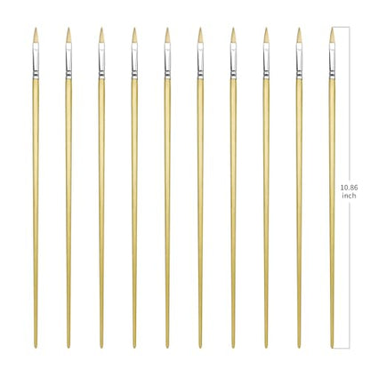 Filbert Artist Paint Brush 10 Piece Set Medium Stiff Pure Hog Bristle Extra Long Handle #0, Acrylic Oil Watercolor - size: #0(Filbert 10PCS)