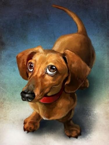 RICUVED Dog Diamond Art Kits for Adults, Diamond Art Kits Diamonds Dots Arts Full Drill, DIY 5D Diamonds Gem Art and Crafts for Wall Decor 12 x 16 Inch - color: Dachshund