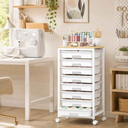 SYKIARIOL Rolling Cart with 8 Drawers,White - color: White, size: 8 Drawers