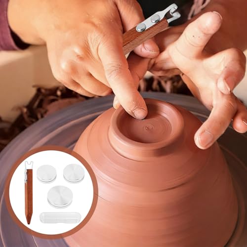 Pottery Trimming Tool, 6mm Clay Foot Trimmer with Red Sandalwood Handle