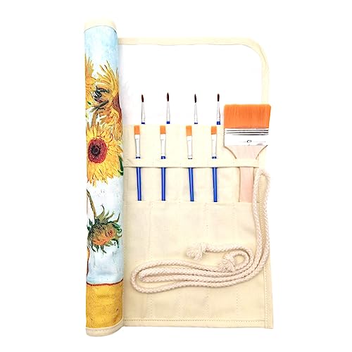 Funny live Paint Brush Holder Art Supplies, Artist Paint Brush & Storage Organizer Roll-Up Case Bag, Protect Acrylic Oil Watercolor Paintbrushes (Sunflower 20 Slot Pockets) - color: Sunflower 20 Slot Pockets