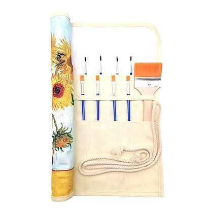 Funny live Paint Brush Holder Art Supplies, Artist Paint Brush & Storage Organizer Roll-Up Case Bag, Protect Acrylic Oil Watercolor Paintbrushes (Sunflower 20 Slot Pockets) - color: Sunflower 20 Slot Pockets
