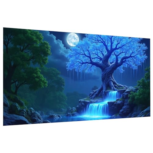 JOOZ Large Diamond Painting Kits for Adults DIY 5D Landscape Diamond Art Kits for Adults Full Drill Moon Diamond Painting Tree Gem Art Kits for Gift Home Wall Decor 27.5x15.7 Inch - color: Moon 040