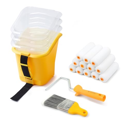 Voomey Paint Bucket Hand Held 4in Foam Rollers Kit 18pcs for Detail Work - color: Paint Bucket Kit & Foam Rollers