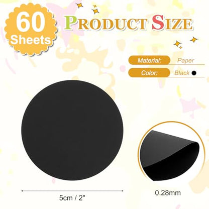 PATIKIL 60 Sheet Circle Card Stock, 2 Inch Round Cutouts Paper Thick Cardstock Coaster for DIY Craft Projects Printing Supplies Bulletin Board Decor, Black | Cutouts Paper Coaster for Office Supplies DIY Craft Projects Classroom Printing Bulletin Board De