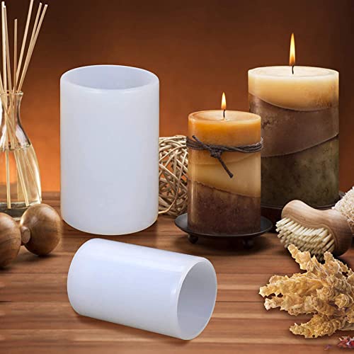 2 Pack Cylinder & Round Candle Molds - 2 Size Style - 3D Silicone Molds for Resin & Chocolate, Handmade Cylinder Molds - color: cylinder-round-candle-2-pack
