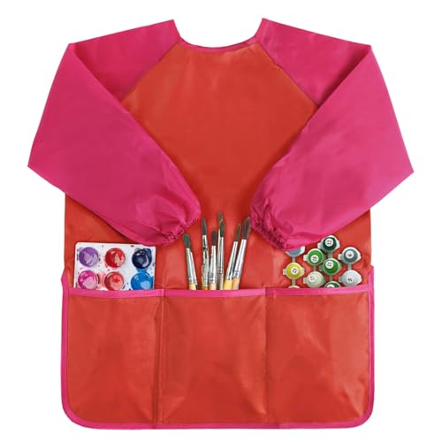 Kopokita Kids Art Smock, Toddlers Painting Apron Children Artist Smock - color: Red