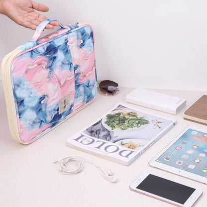 JAKAGO A4 Travel Portfolio Multifunctional Document Organizer Zippered Case for Office Supplies (LSpink) - color: Lspink