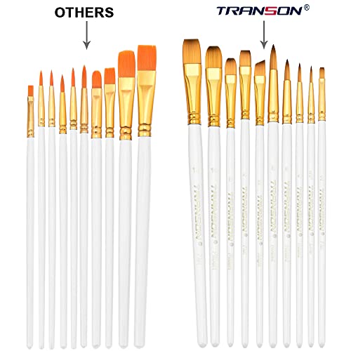 Transon 20pcs Artist Painting Brush Set for Acrylic Watercolor Gouache Hobby Craft Face Rock Painting White - color: White