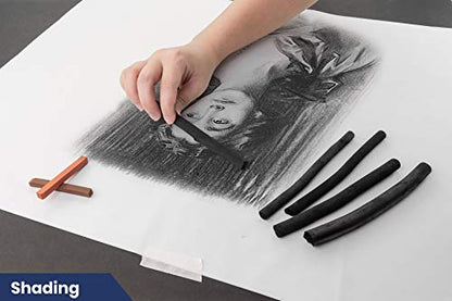 Pacific Arc Large Vine Charcoal Stick 5/Pkg, Soft, Black, Thick Willow Charcoal for Sketching and Drawing - style: Large | 5 Sticks