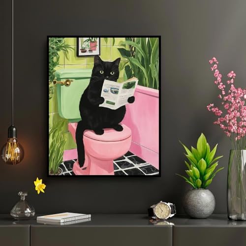 Diamond Art Kits for Adults,Black Cat Diamond Painting Kits 12x16in | Diamond Painting Kit - Sparkling Full Drill Design Perfect for Home Decor, Holiday Gifting, And Relaxing Crafting 12x16inch - color: DP03007