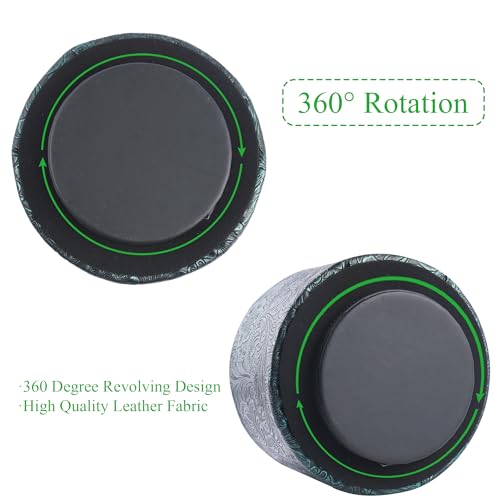 Round Leather Art Supply Organizer,Remote Control Holder,360 Degree Spinning,Multi-Functional Pencil Holder,4 Compartments Desktop Stationary Organizer(1-Carved Metal Green3) - color: 1-Carved Metal Green3