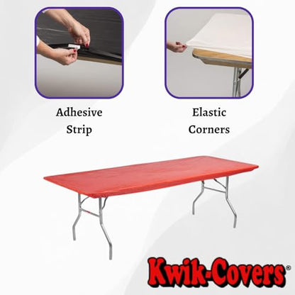 6' Rectangle Plastic Table Covers 30" x 72", Bundle of 5 (Red) - color: Red