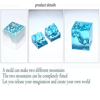 3Pcs Mountain Resin Molds,Iceberg Silicone Molds for Epoxy Resin,Micro Landscape Casting Molds DIY Polymer Clay Craft,Paperweight