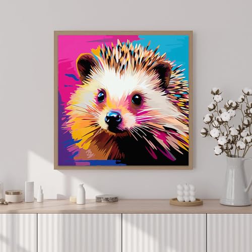 Artunion Framed Paint by Numbers Kit for Adults Beginners & Kids Ages 8-12,Colorful Hedgehog Paint by Number with Frame,Animal Easy Paint by Numbers Kit on Canvas 10 * 10 Inch Without Easel - color: ZXT-384-F
