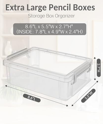Sooez 12 Pack Extra Large Pencil Box, Plastic Pencil Case Crayon Box - color: Multi, size: Large (Pack of 2)