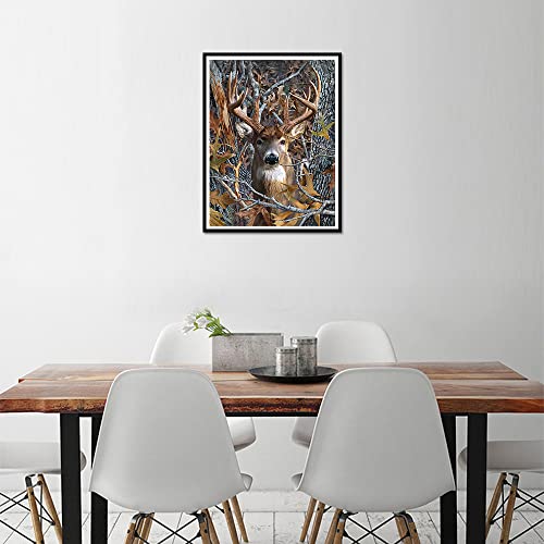 TISHIRON Deer Diamond Art Kits for Adults, 5D Round Full Drill Arts 12"x16"