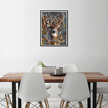 TISHIRON Deer Diamond Art Kits for Adults, 5D Round Full Drill Arts 12"x16"
