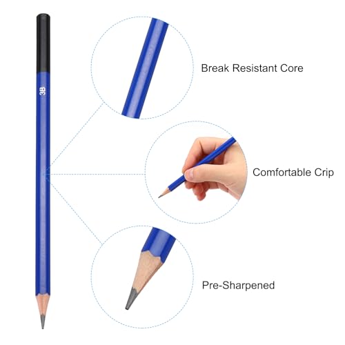 PATIKIL 3B Drawing Pencils for Sketching, 6PCS Sketch Pencils for Drawing Art Pencils Graphite Wood Pre-sharpened for Drawing Sketching Artists - size: 1 Count (Pack of 1), style: 3B