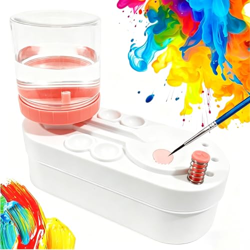 Upgraded Paint Brush Cleaner Brush Rinser Water Circulation(Pre Assembled), Watercolor/Oil and Water-Based Paint Brush Cleaner Tool, Gift for Adults Artist Beginners - color: Pink--upgraded