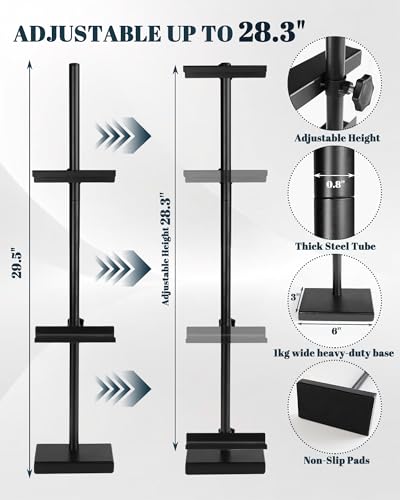 Tabletop Picture Frame Stand, Adjustable Tabletop Easel Stand for Frames Up to 28" H,Picture Frame Holder Stand for Display, Metal Standing Easel Display Stand for Frames, Canvas, Artwork, Signs (Black)