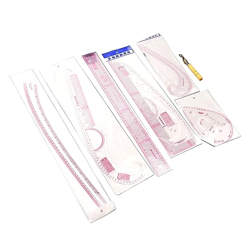 7pcs French Curve Ruler Set High Accuracy Complete Tools Sewing Rulers Set with Scale for Beginners Tailors Pattern Making