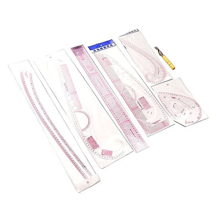 7pcs French Curve Ruler Set High Accuracy Complete Tools Sewing Rulers Set with Scale for Beginners Tailors Pattern Making