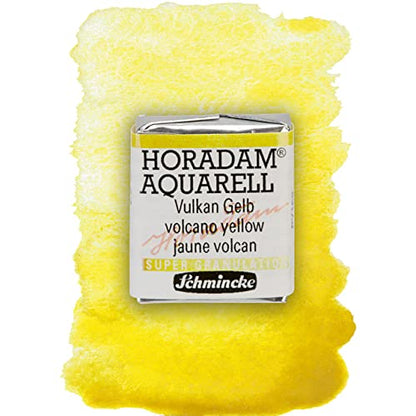 Schmincke - HORADAM® AQUARELL, Super Granulation, 14 911 044 Volcano Yellow, 1/2 pans, very strong granulating colors, finest super granulating watercolors - color: 911 volcano yellow